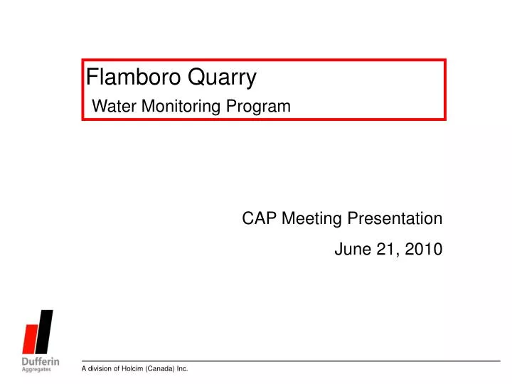 flamboro quarry water monitoring program