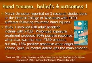 hand trauma, beliefs &amp; outcomes 1