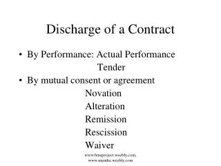 Discharge of a Contract