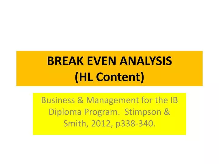 break even analysis hl content
