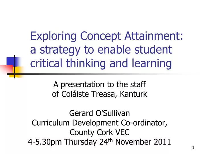 exploring concept attainment a strategy to enable student critical thinking and learning