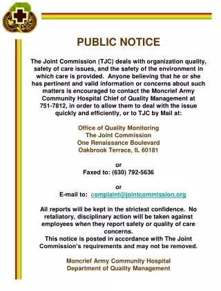 Joint Commission Public Notice 2008