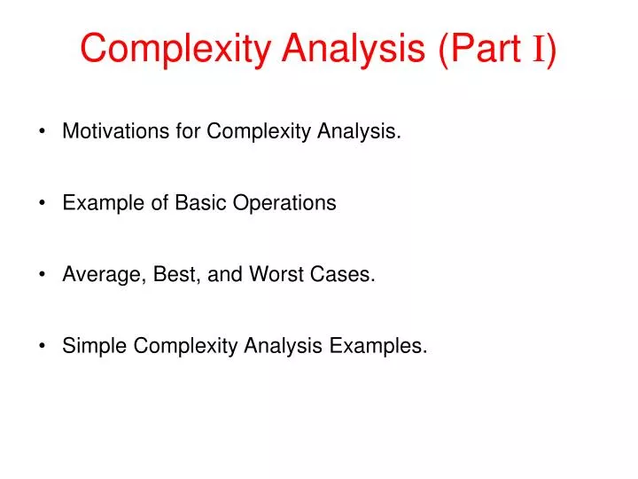 complexity analysis part i