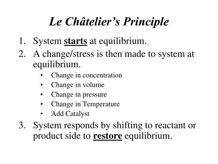 le ch telier s principle