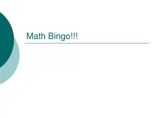 Math Bingo!!!