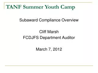 TANF Summer Youth Camp