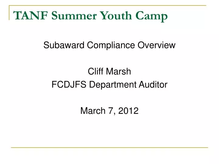 tanf summer youth camp