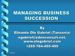 MANAGING BUSINESS SUCCESSION