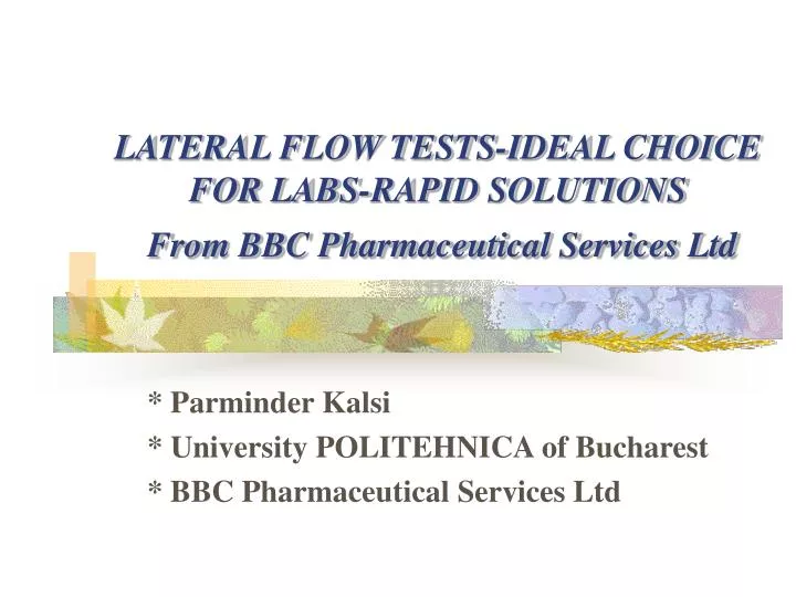lateral flow tests ideal choice for labs rapid solutions from bbc pharmaceutical services ltd