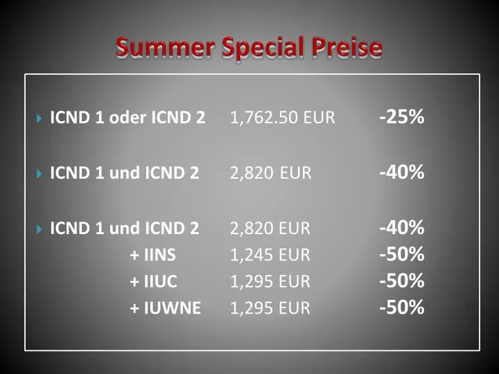 summer special preise