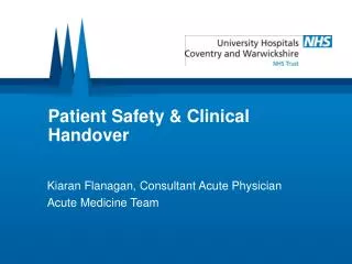 Patient Safety &amp; Clinical Handover