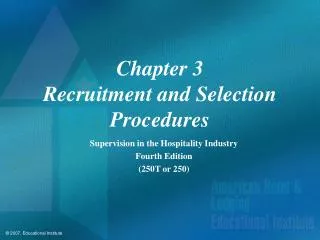 Chapter 3 Recruitment and Selection Procedures