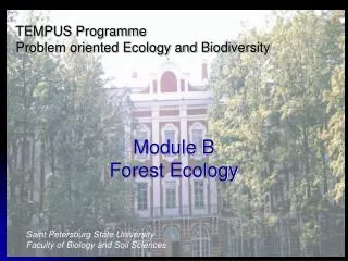 TEMPUS Programme Problem oriented Ecology and Biodiversity