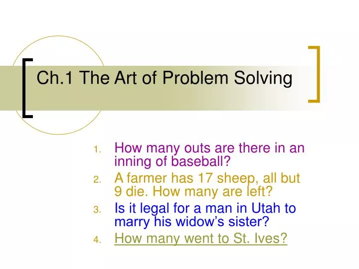 ch 1 the art of problem solving
