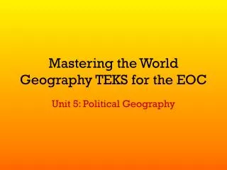 Mastering the World Geography TEKS for the EOC