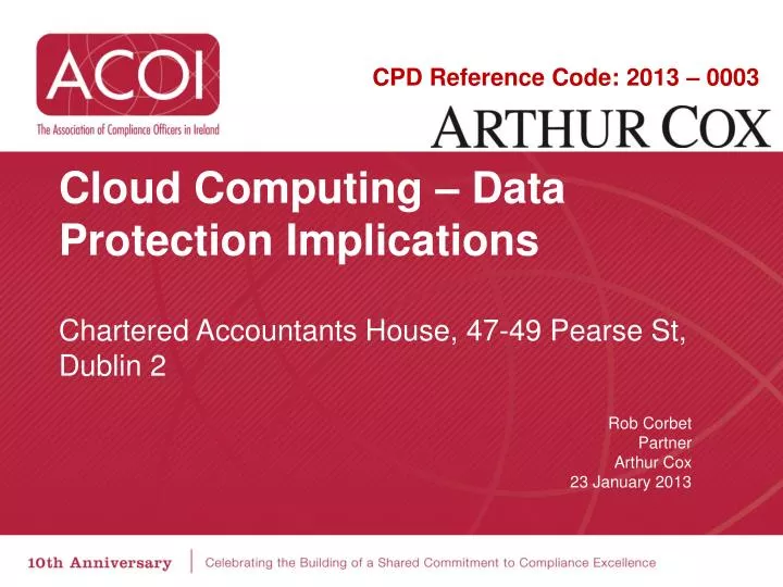 cloud computing data protection implications chartered accountants house 47 49 pearse st dublin 2