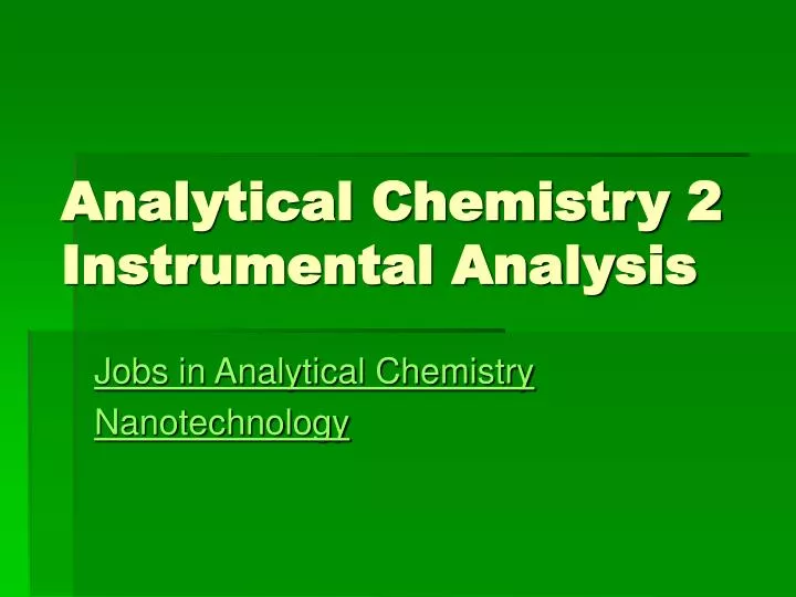 analytical chemistry 2 instrumental analysis