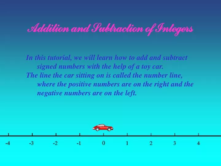 addition and subtraction of integers