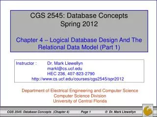 CGS 2545: Database Concepts Spring 2012