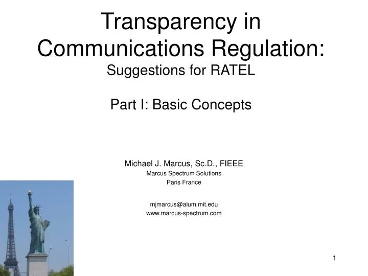 transparency in communications regulation suggestions for ratel part i basic concepts