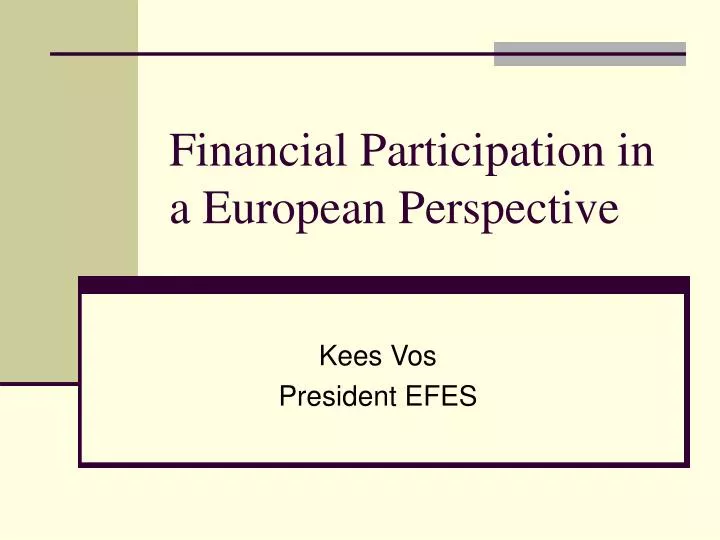 financial participation in a european perspective