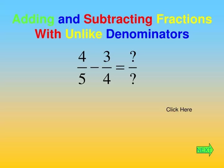 Adding Fractions With Unlike Denominators - Adding Unlike fractions