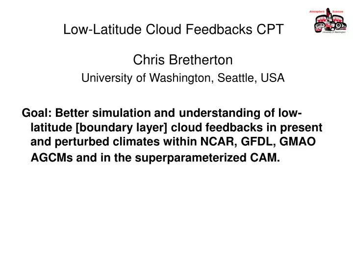 low latitude cloud feedbacks cpt