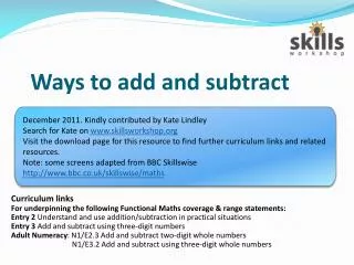 Ways to add and subtract