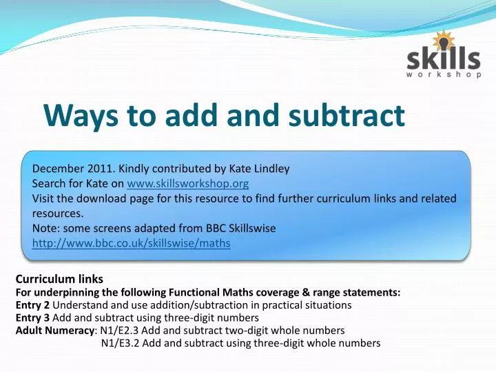 ways to add and subtract