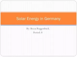 Solar Energy in Germany