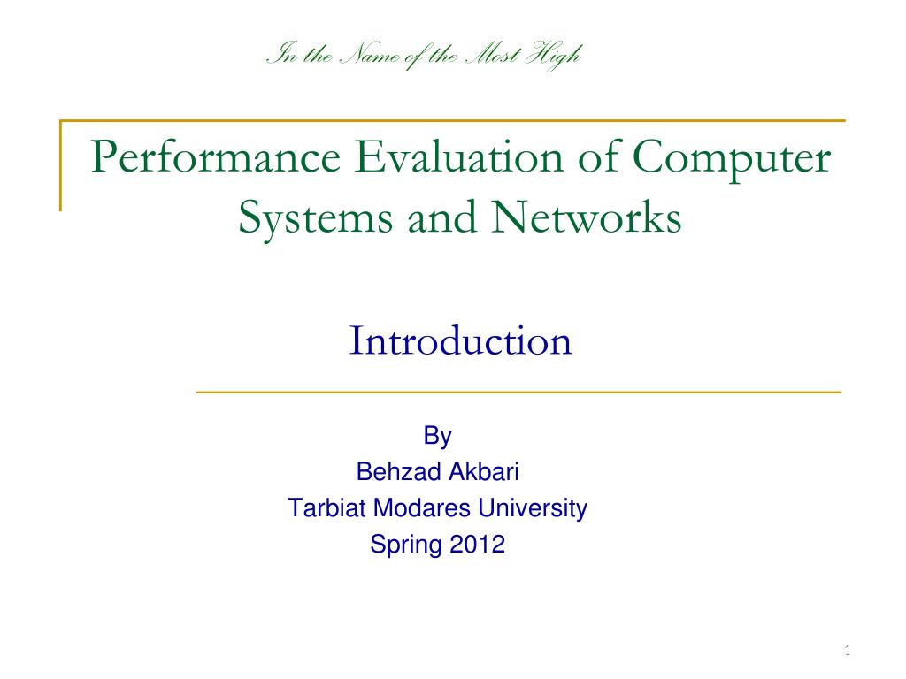 PPT - Performance Evaluation of Computer Systems and Networks ...