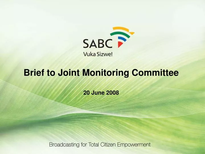 brief to joint monitoring committee 20 june 2008