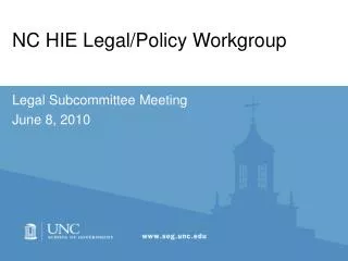 NC HIE Legal/Policy Workgroup
