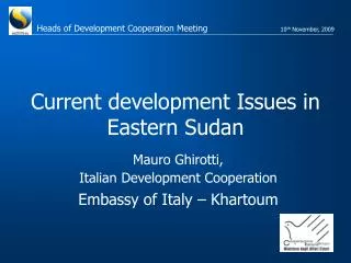 Current development Issues in Eastern Sudan