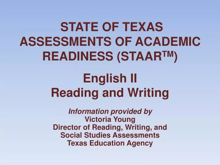 state of texas assessments of academic readiness staar tm english ii reading and writing