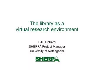 The library as a virtual research environment