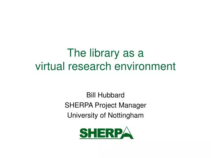 the library as a virtual research environment