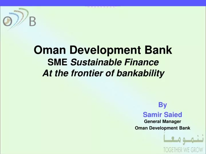 oman development bank sme sustainable finance at the frontier of bankability