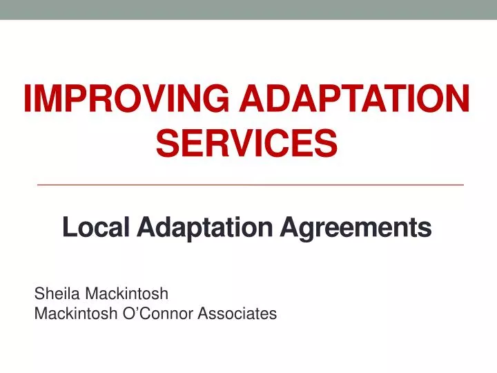 improving adaptation services local adaptation agreements