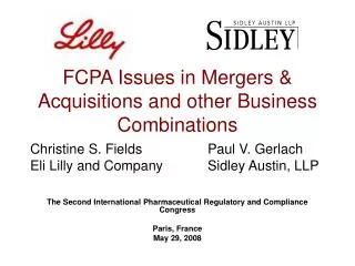 FCPA Issues in Mergers &amp; Acquisitions and other Business Combinations