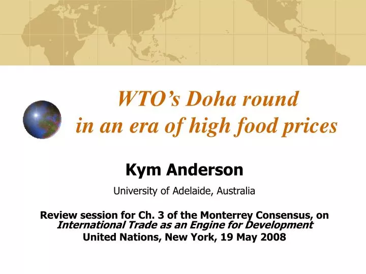 wto s doha round in an era of high food prices