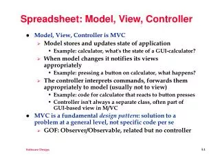 Spreadsheet: Model, View, Controller