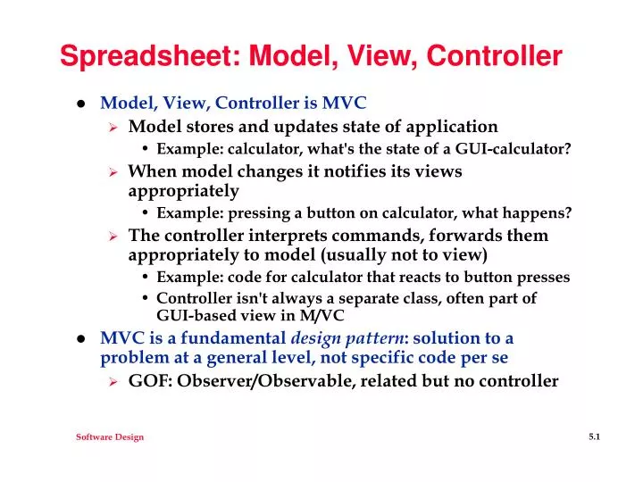 spreadsheet model view controller