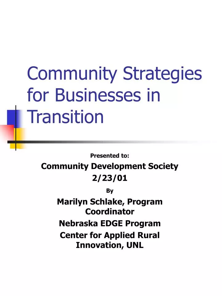 community strategies for businesses in transition