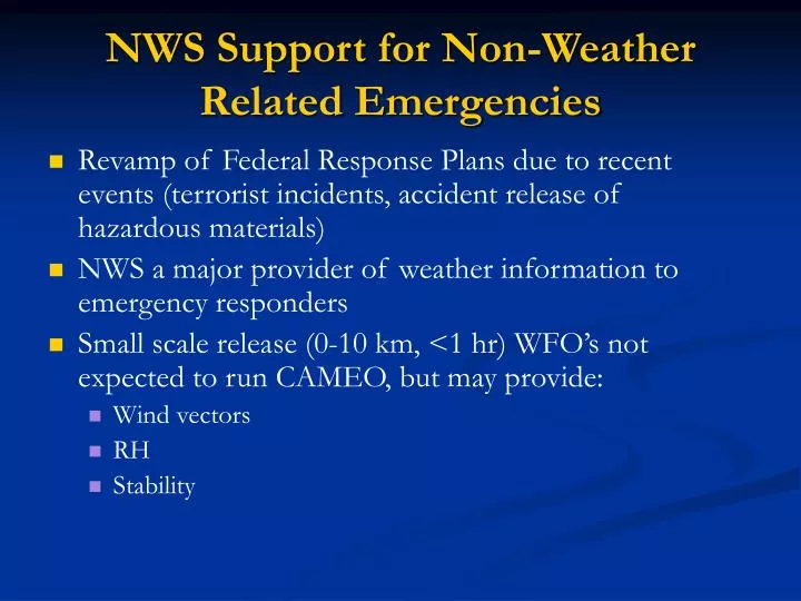 nws support for non weather related emergencies