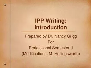 IPP Writing: Introduction