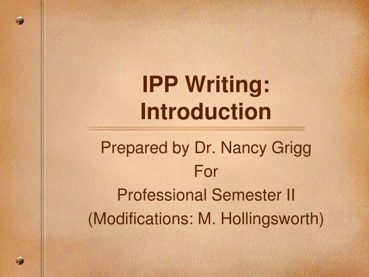 ipp writing introduction