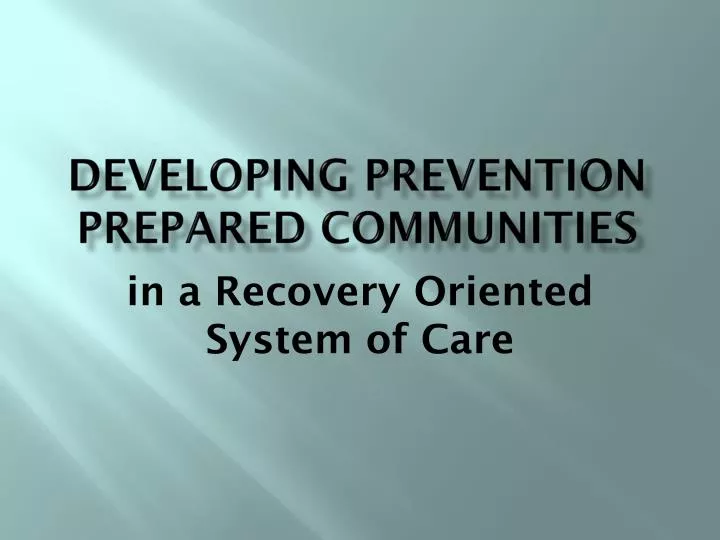 developing prevention prepared communities