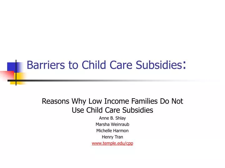 barriers to child care subsidies