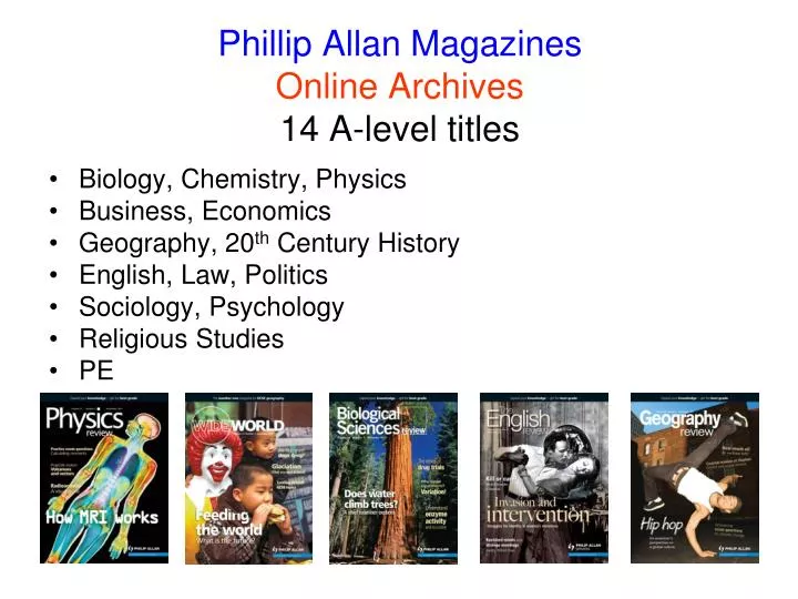 phillip allan magazines online archives 14 a level titles